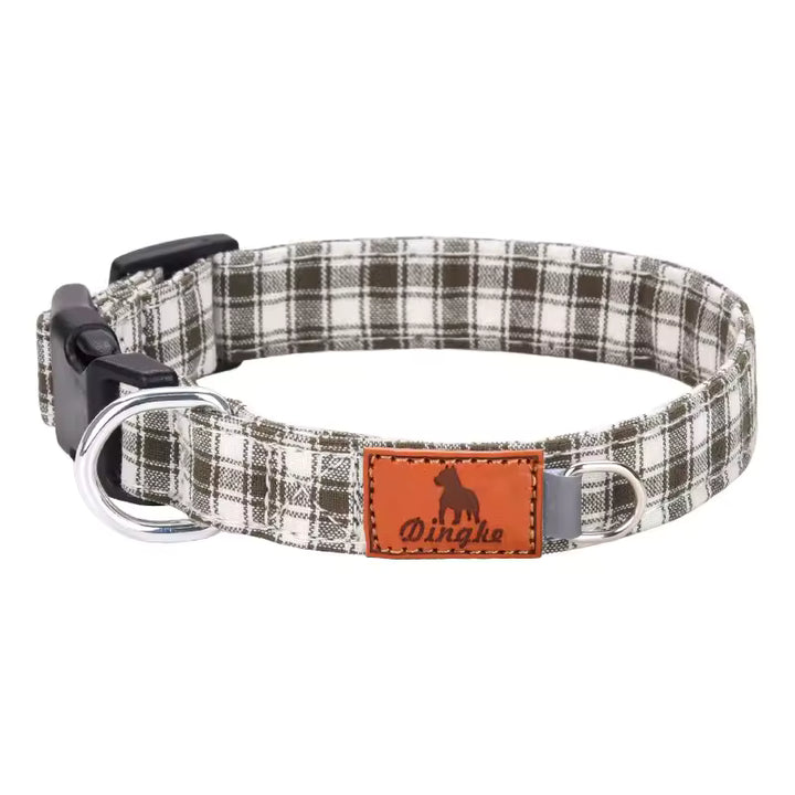 Plaid Adjustable Dog Collar