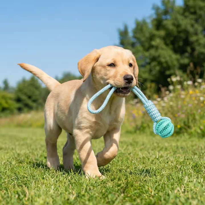 Interactive Rope &amp; Rubber Treat Ball Dog Toy