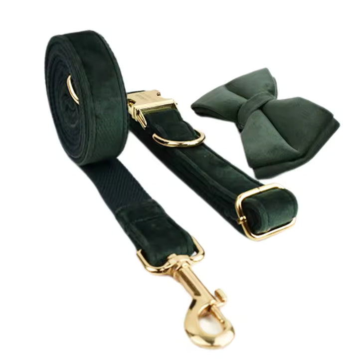 Velvet Personalized Dog Collar Harness Set