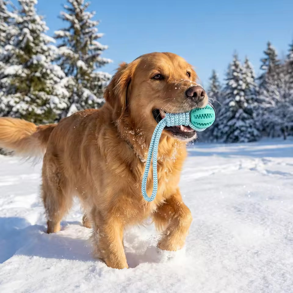 Interactive Rope &amp; Rubber Treat Ball Dog Toy